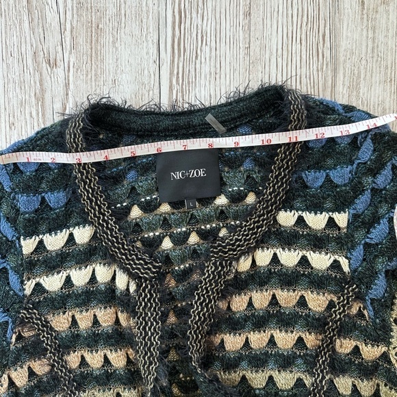 NIC+ZOE Shades of Blue Fish Scale Cardigan Long Sweater Size M / L - Picture 15 of 16